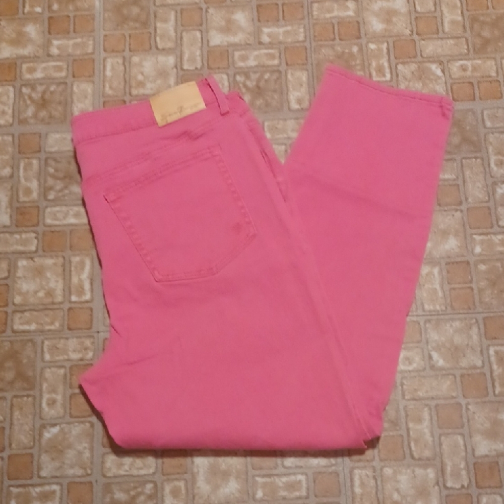 Seven7 Women's Vibrant Pink Slim Straight Leg Jeans Size 16